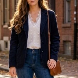 Cordoruy Navy Blue Blazer Suit Jacket Vintage Country Craft